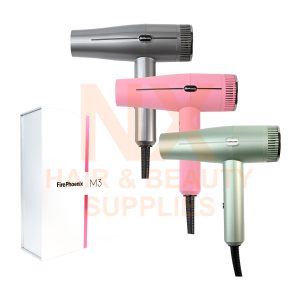 FIRE PHOENIX – M3 HAIR DRYER – STREAMER GREEN/BARBIE PINK/TITANIUM GREY